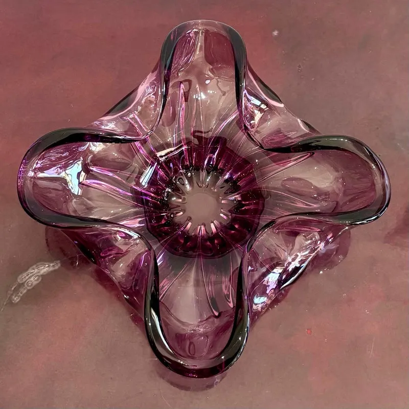 Vintage Boho Purple Art Glass Bowl After Murano