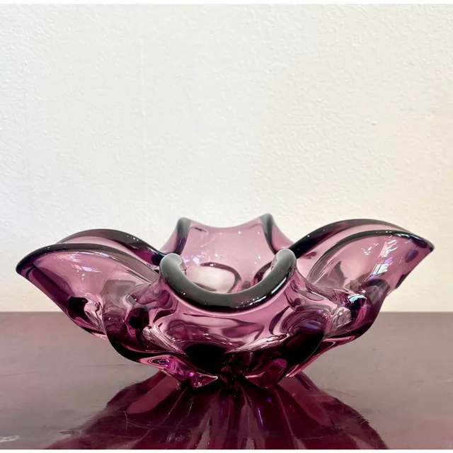 Vintage Boho Purple Art Glass Bowl After Murano — additional photo 5