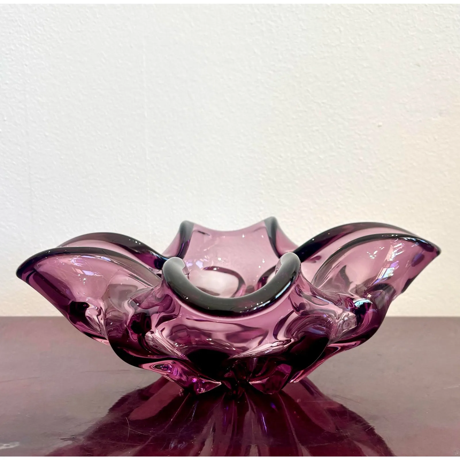 Vintage Boho Purple Art Glass Bowl After Murano — additional photo 6