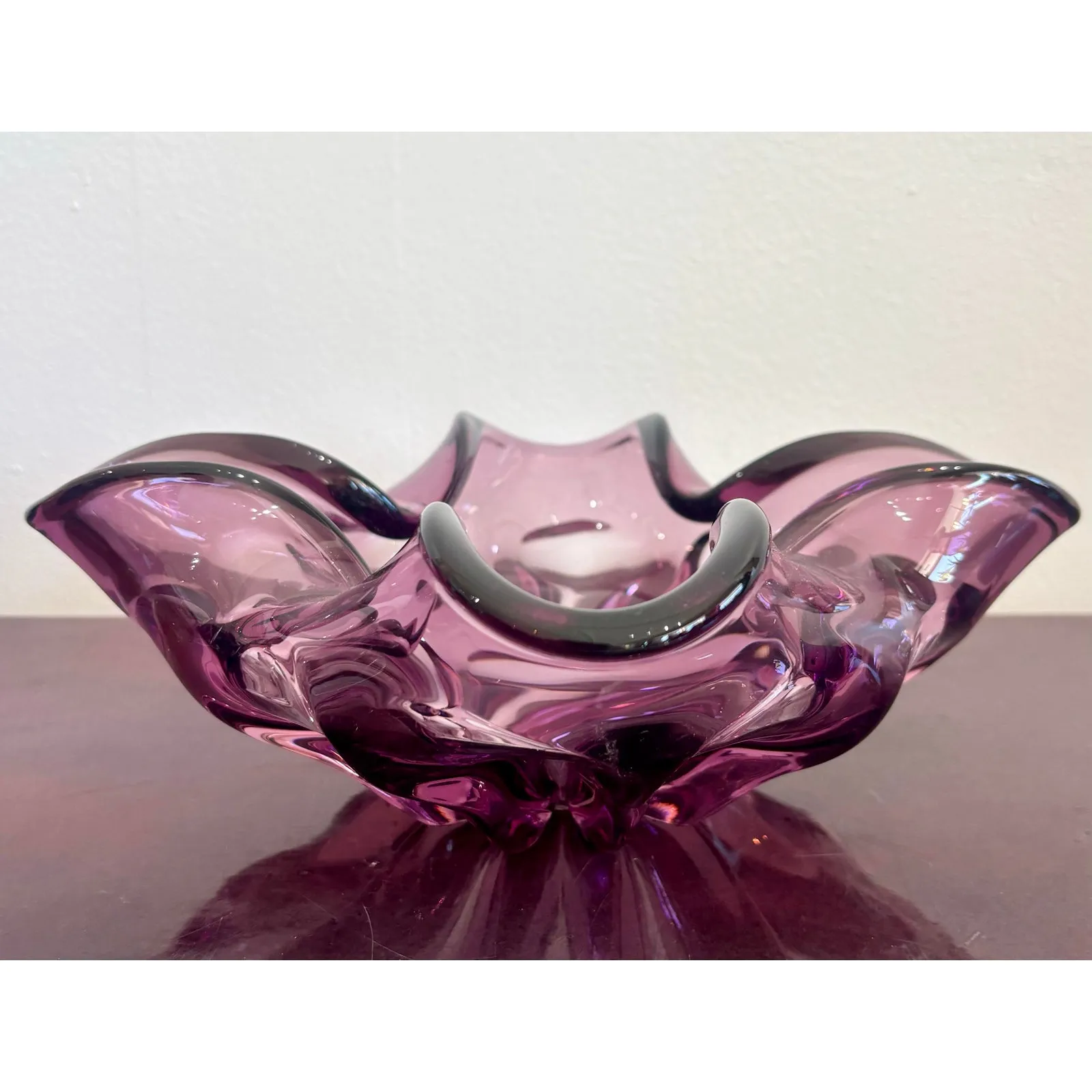 Vintage Boho Purple Art Glass Bowl After Murano — additional photo 2