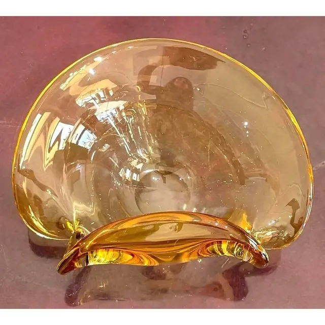Vintage Boho Amber Art Glass Bowl After Murano — additional photo 4