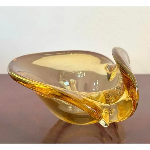 Vintage Boho Amber Art Glass Bowl After Murano — additional photo 2