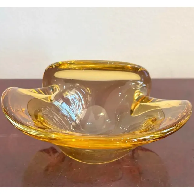 Vintage Boho Amber Art Glass Bowl After Murano — additional photo 8