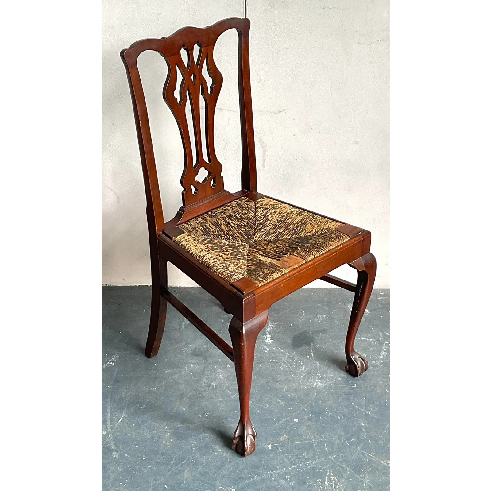 Step back in time with this elegant vintage side chair, a distinguished piece that captures the refined essence of Regency...Traditional Vintage Regency Claw and Ball Rush Seat Side Chair For Sale - Image 3 of 6Vintage Regency Claw and Ball Rush Seat Side Chair For Sale - Image 4 of 6Mid 20th Century Vintage Regency Claw and Ball Rush Seat Side Chair For Sale - Image 5 of 6Vintage Regency Claw and Ball Rush Seat Side Chair For Sale In West Palm - Image 6 of 6 Or save it to favorites and we'll tell you if this item goes on sale!  Vintage Regency Claw and Ball Rush Seat Side Chair For SaleStep back in time with this elegant vintage side chair, a distinguished piece that captures the refined essence of Regency...Traditional Vintage Regency Claw and Ball Rush Seat Side Chair For Sale - Image 3 of 6Vintage Regency Claw and Ball Rush Seat Side Chair For Sale - Image 4 of 6Mid 20th Century Vintage Regency Claw and Ball Rush Seat Side Chair For Sale - Image 5 of 6Vintage Regency Claw and Ball Rush Seat Side Chair For Sale In West Palm - Image 6 of 6Vintage Regency Claw and Ball Rush Seat Side Chair For Sale Vintage Regency Claw and Ball Rush Seat Side Chair
