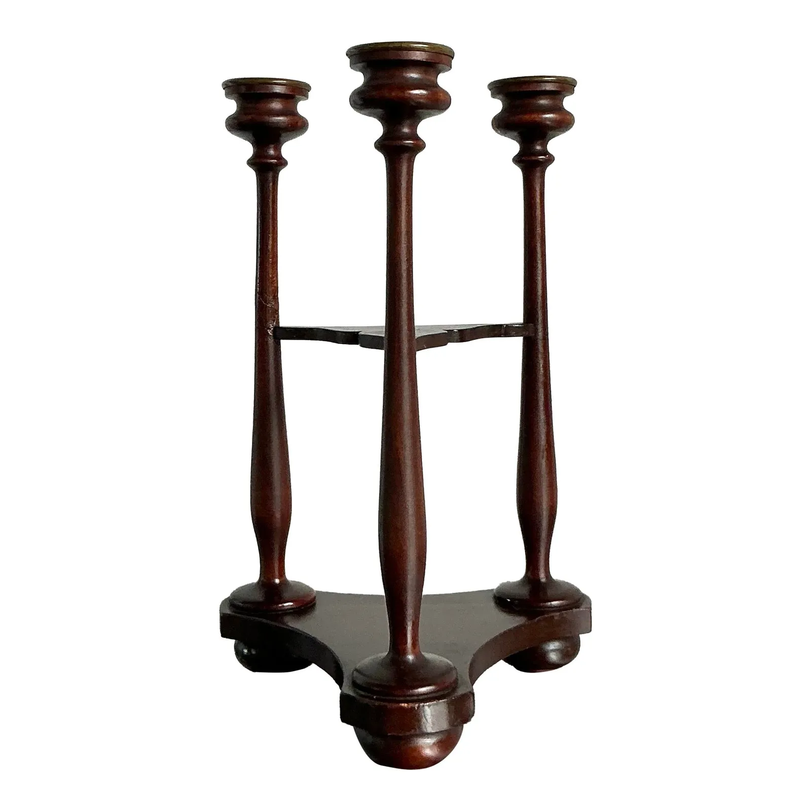 Vintage Boho Tripod Polished Mahogany Candlestick — additional photo 1