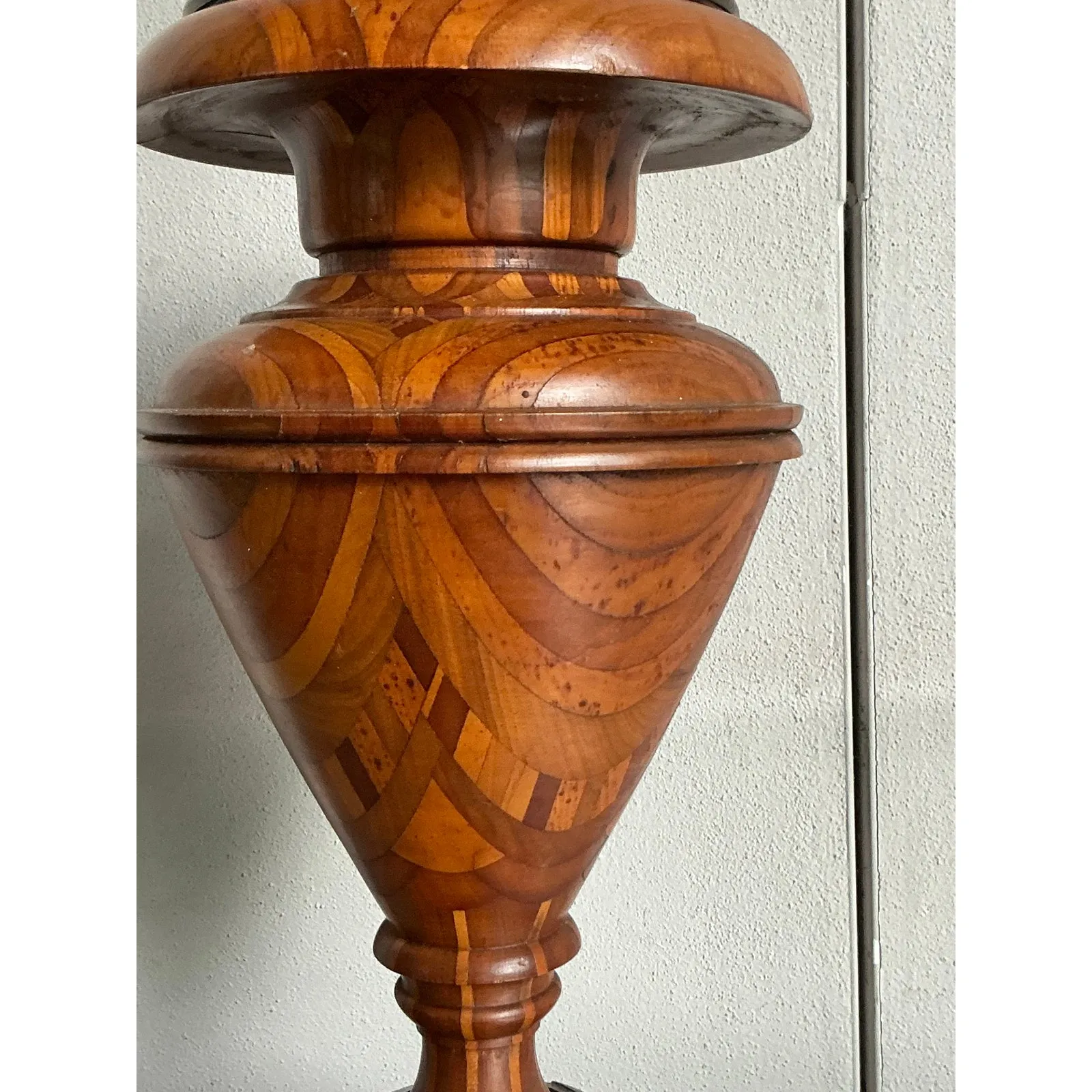 Vintage Boho Marquetry Wood Lamp — additional photo 6