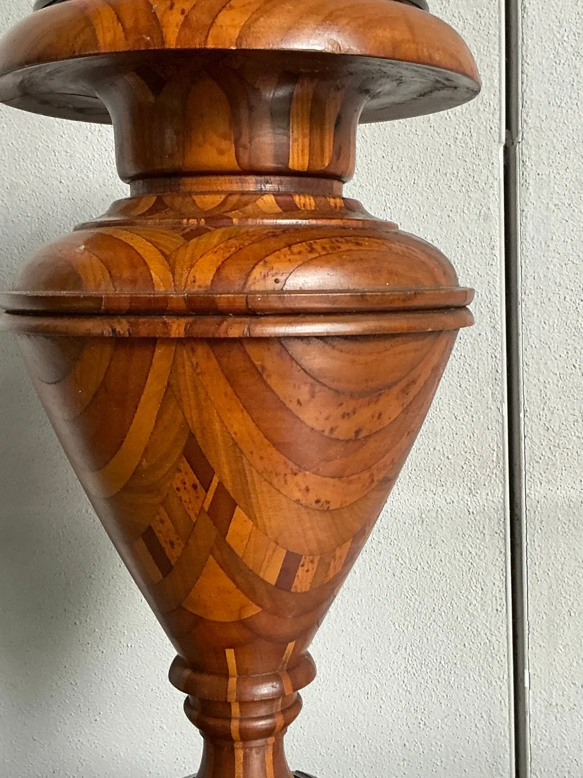 Vintage Boho Marquetry Wood Lamp — additional photo 6