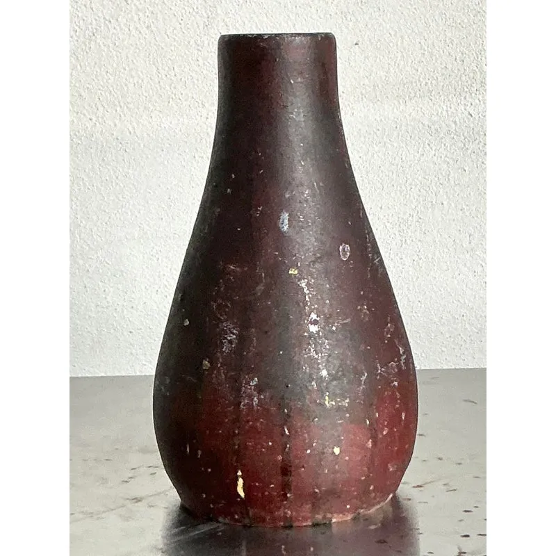 Vintage Boho Studio Pottery Vase - Earthenware, 4.5W x 7.5H — additional photo 6