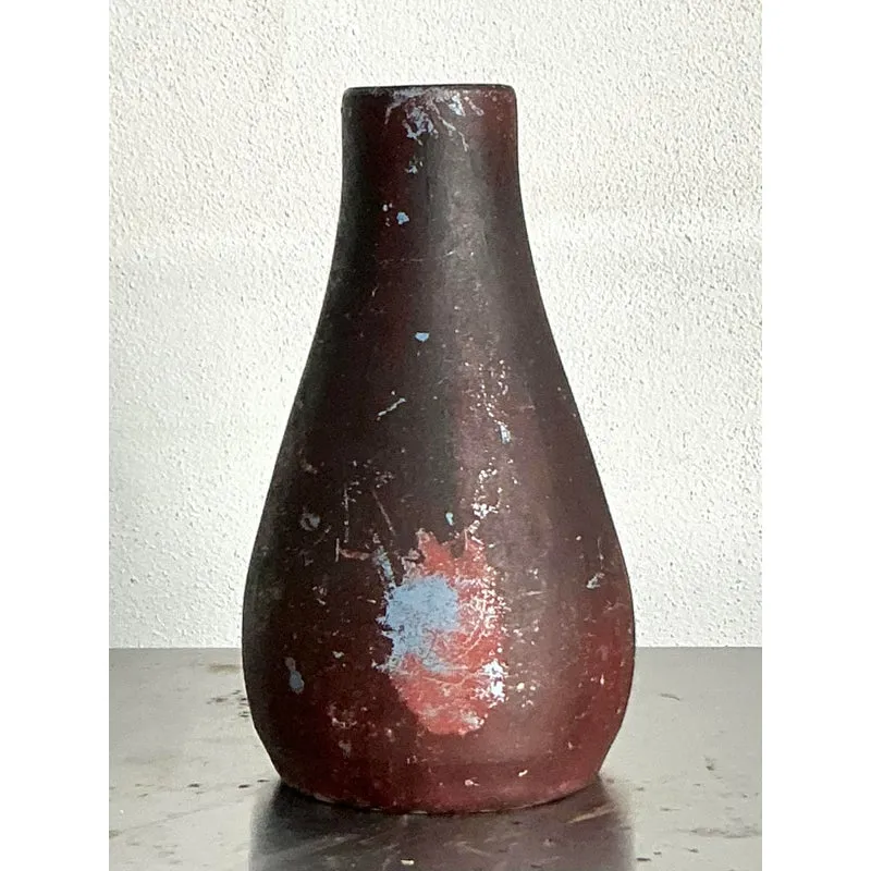 Vintage Boho Studio Pottery Vase - Earthenware, 4.5W x 7.5H — additional photo 5