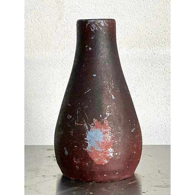 Vintage Boho Studio Pottery Vase - Earthenware, 4.5W x 7.5H — additional photo 5