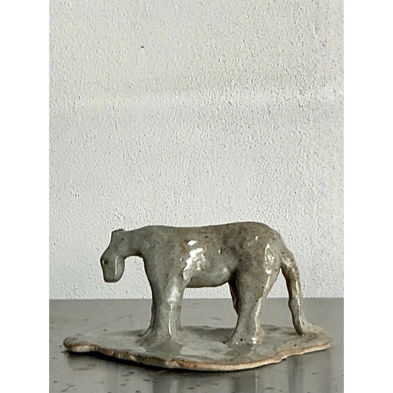 Vintage Boho Glazed Ceramic Tiger