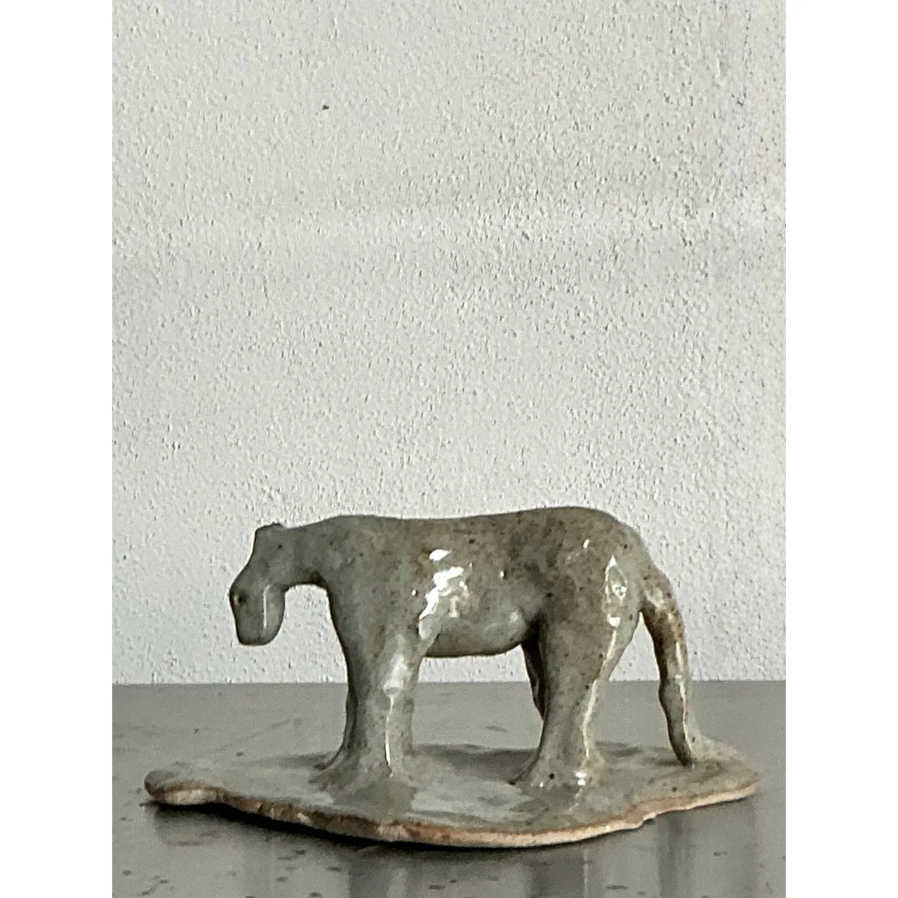 Vintage Boho Glazed Ceramic Tiger