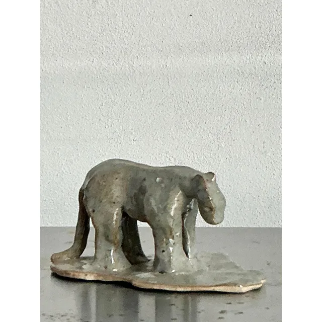 Vintage Boho Glazed Ceramic Tiger — additional photo 1
