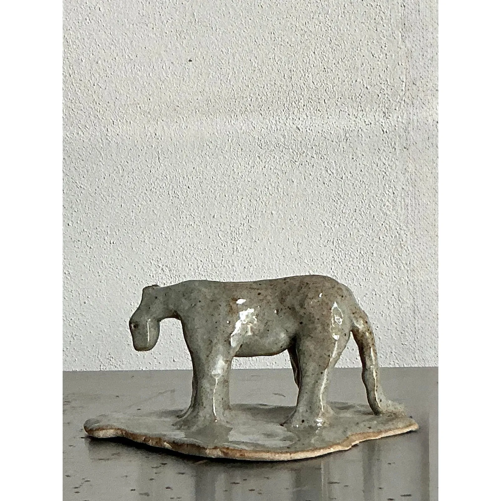Vintage Boho Glazed Ceramic Tiger — additional photo 2