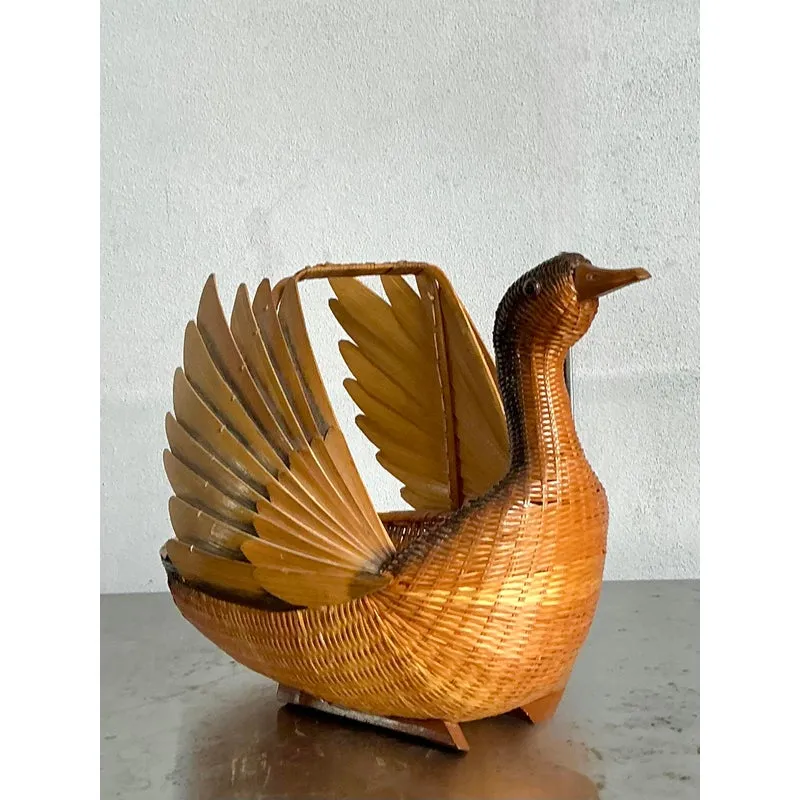 Vintage Shanghai Handicrafts Weave Duck Basket — additional photo 2