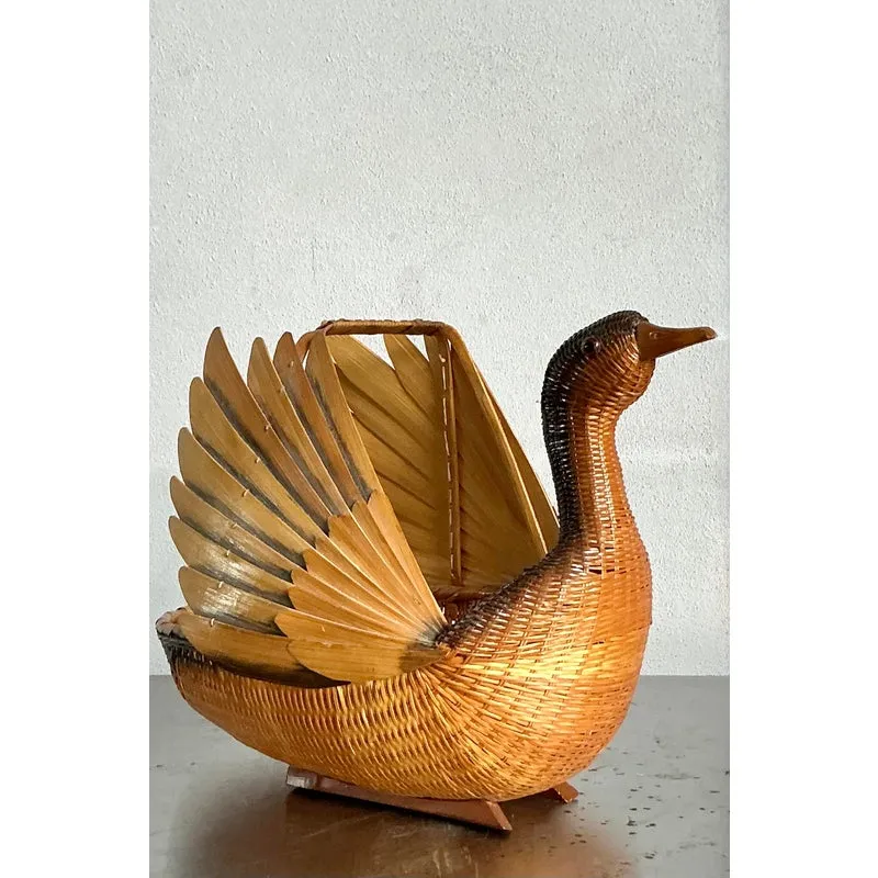 Vintage Shanghai Handicrafts Weave Duck Basket — additional photo 3