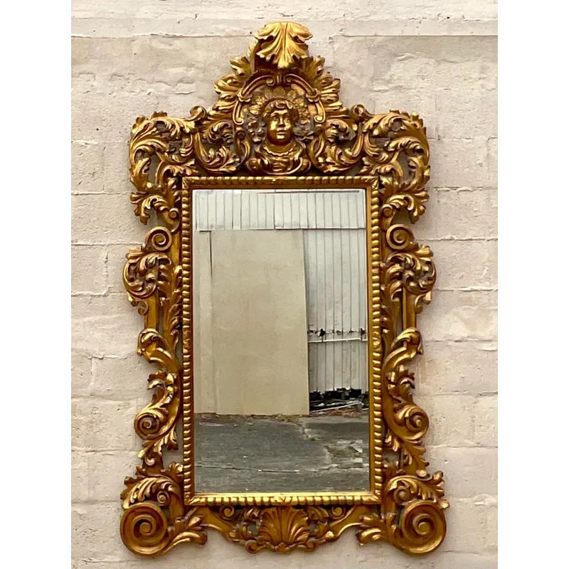 Vintage Boho Monumental Carved Gilt Mirror — additional photo 4