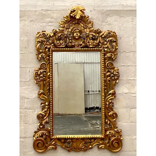 Vintage Boho Monumental Carved Gilt Mirror — additional photo 4