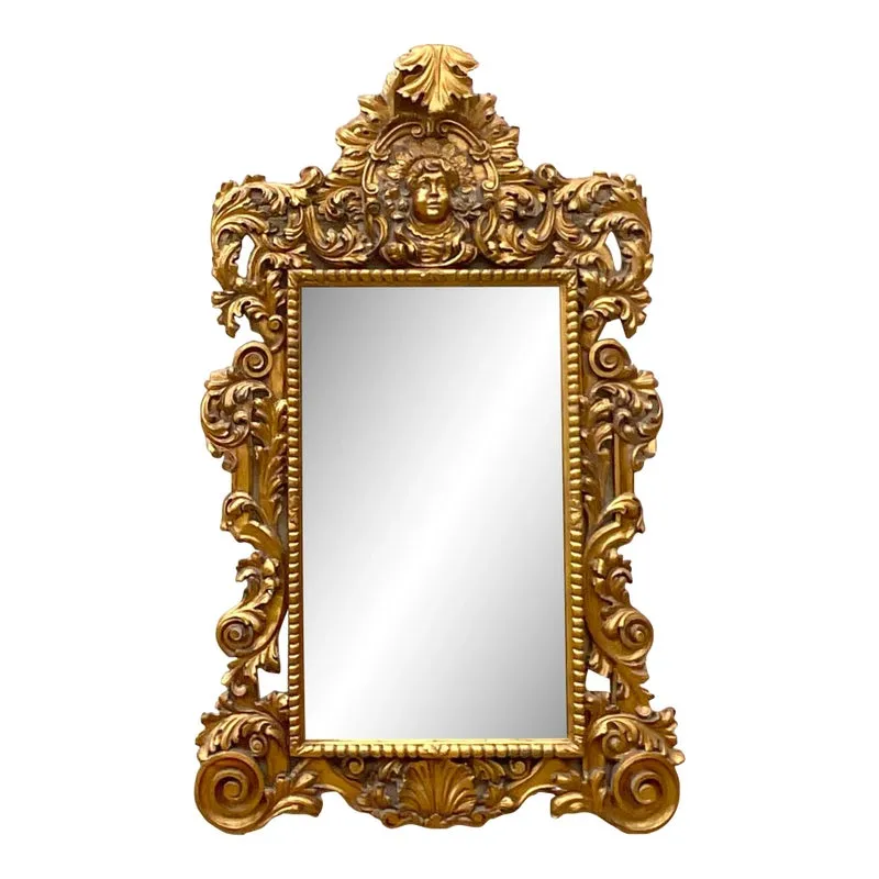 Vintage Boho Monumental Carved Gilt Mirror — additional photo 1