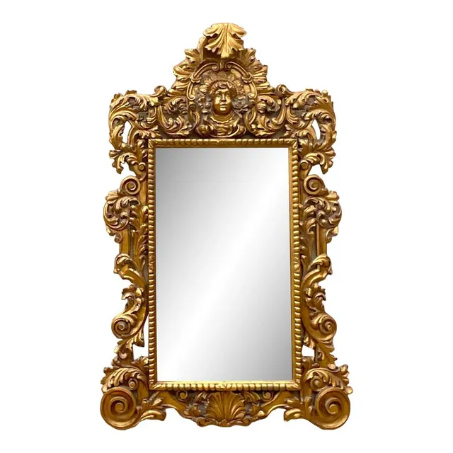 Vintage Boho Monumental Carved Gilt Mirror — additional photo 1