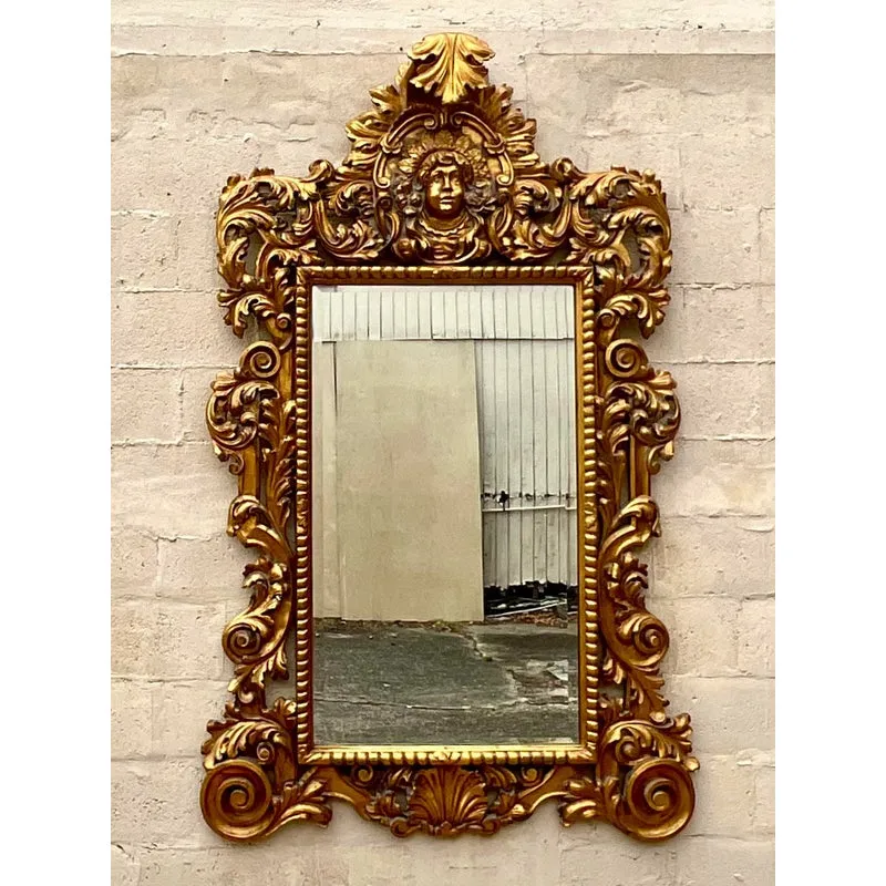 Vintage Boho Monumental Carved Gilt Mirror — additional photo 5