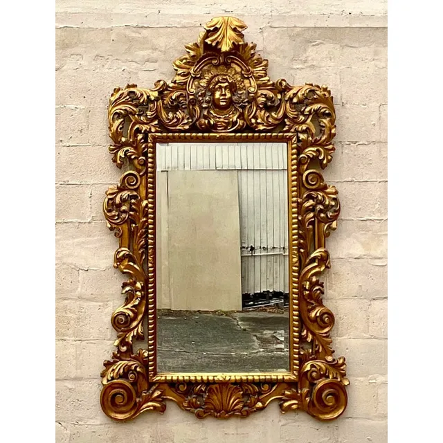 Vintage Boho Monumental Carved Gilt Mirror — additional photo 5