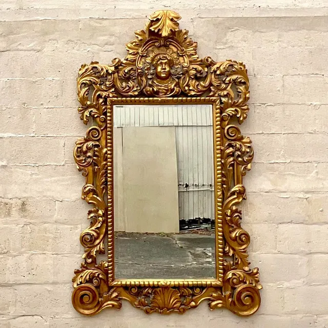 Vintage Boho Monumental Carved Gilt Mirror — additional photo 6