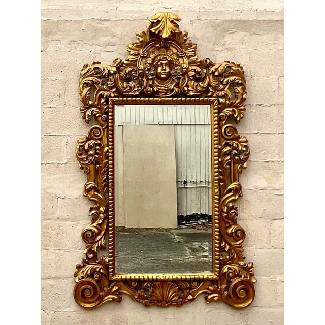 Vintage Boho Monumental Carved Gilt Mirror — additional photo 7