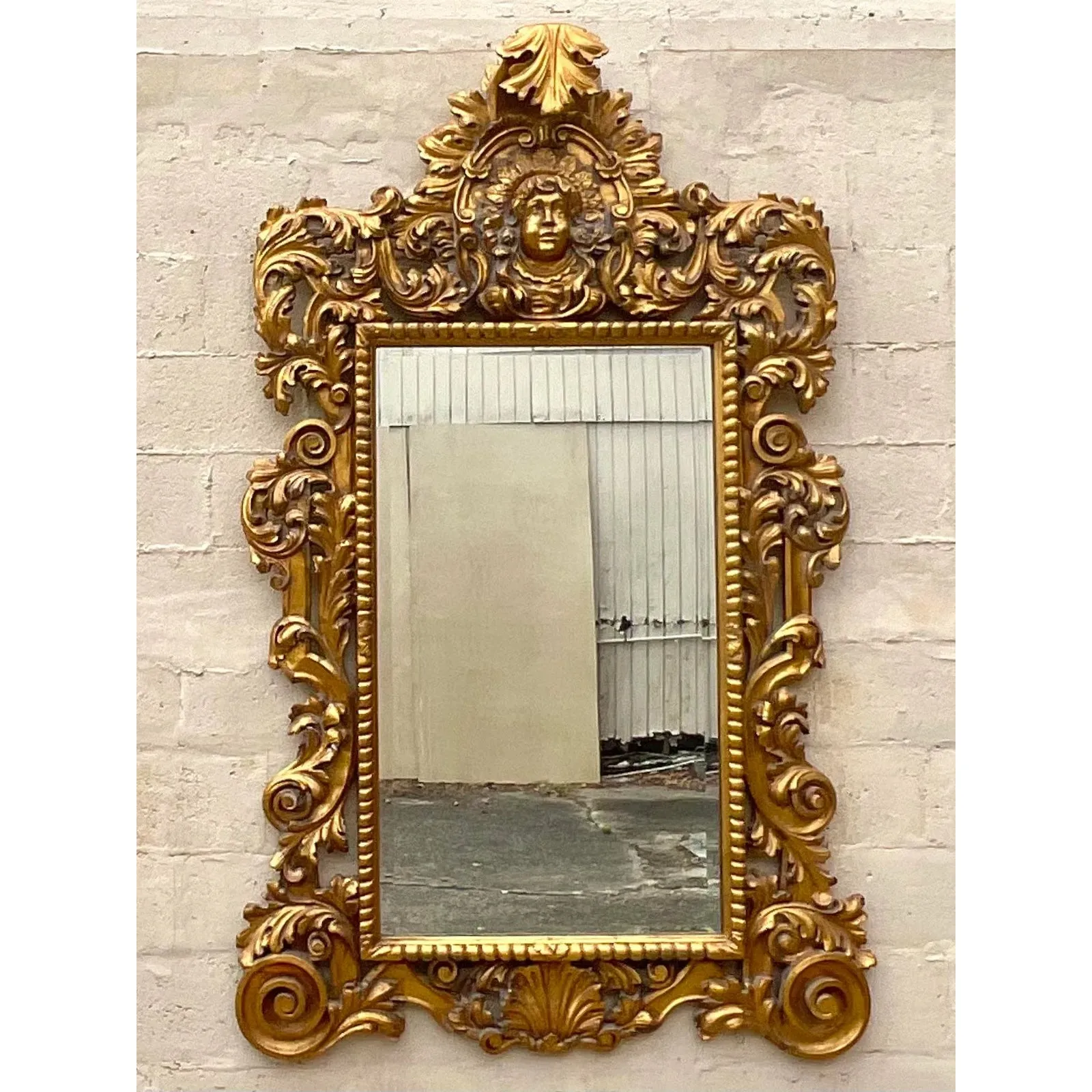 Vintage Boho Monumental Carved Gilt Mirror — additional photo 2