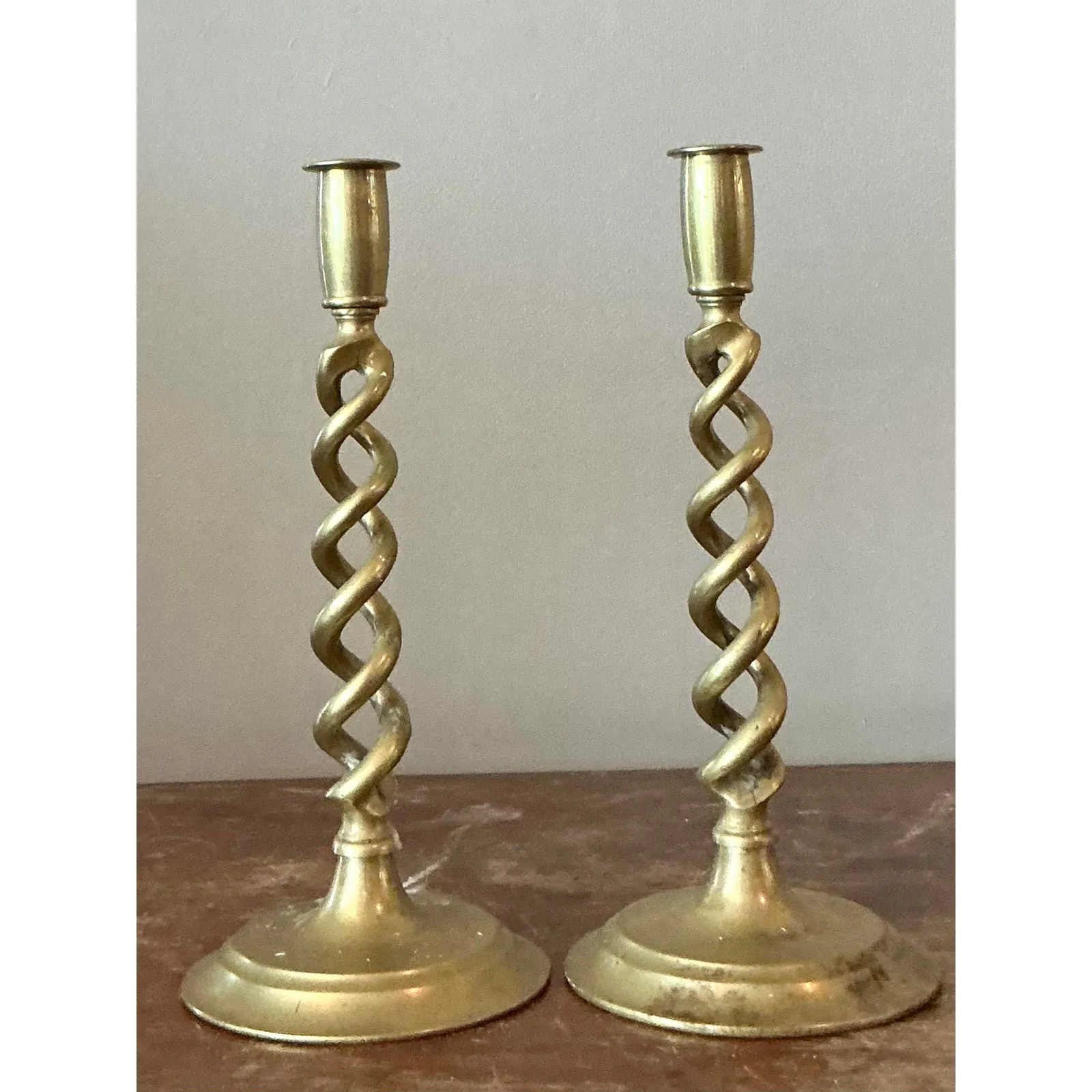 Vintage Regency Twisted Brass Candlesticks - A Pair — additional photo 6