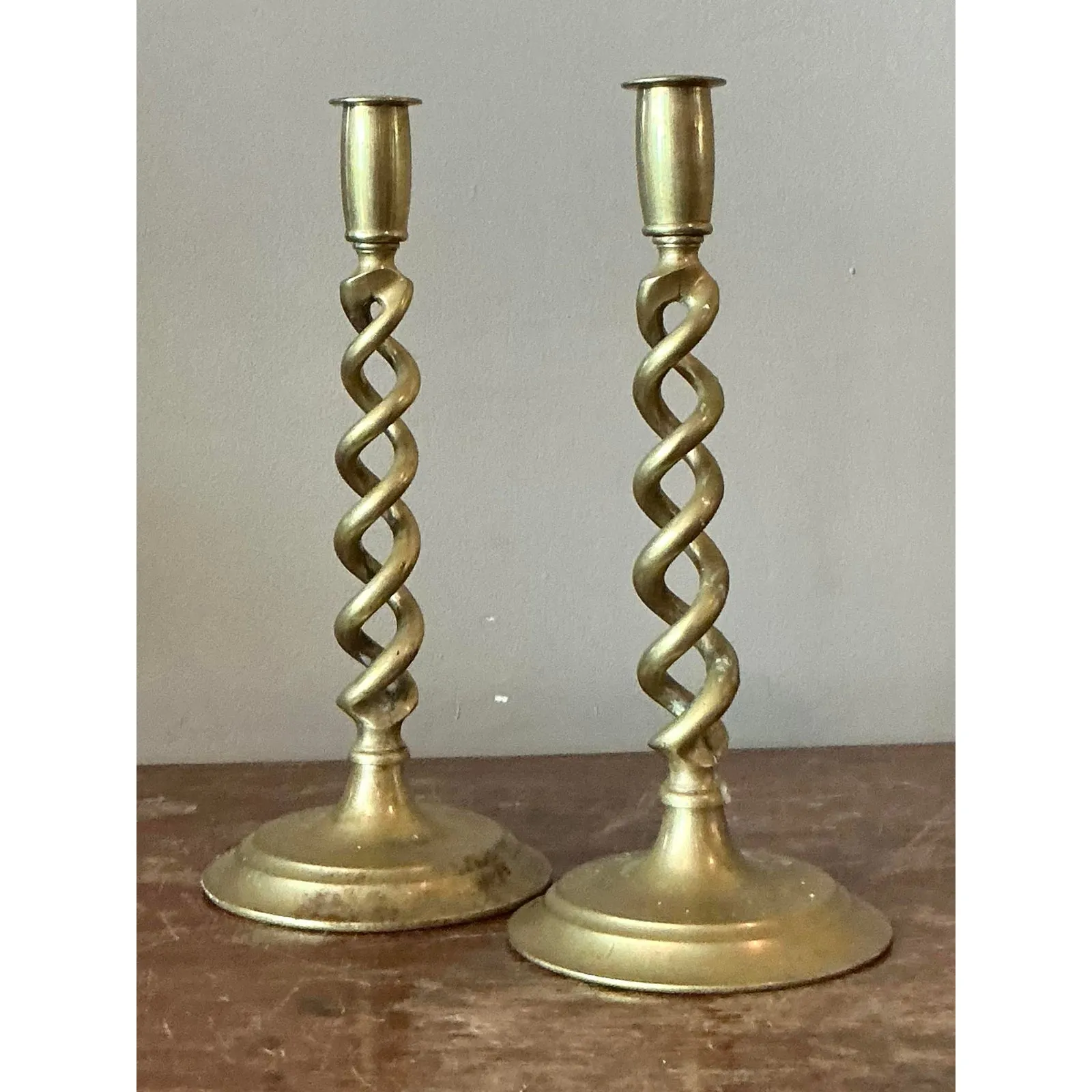 Vintage Regency Twisted Brass Candlesticks - A Pair — additional photo 8