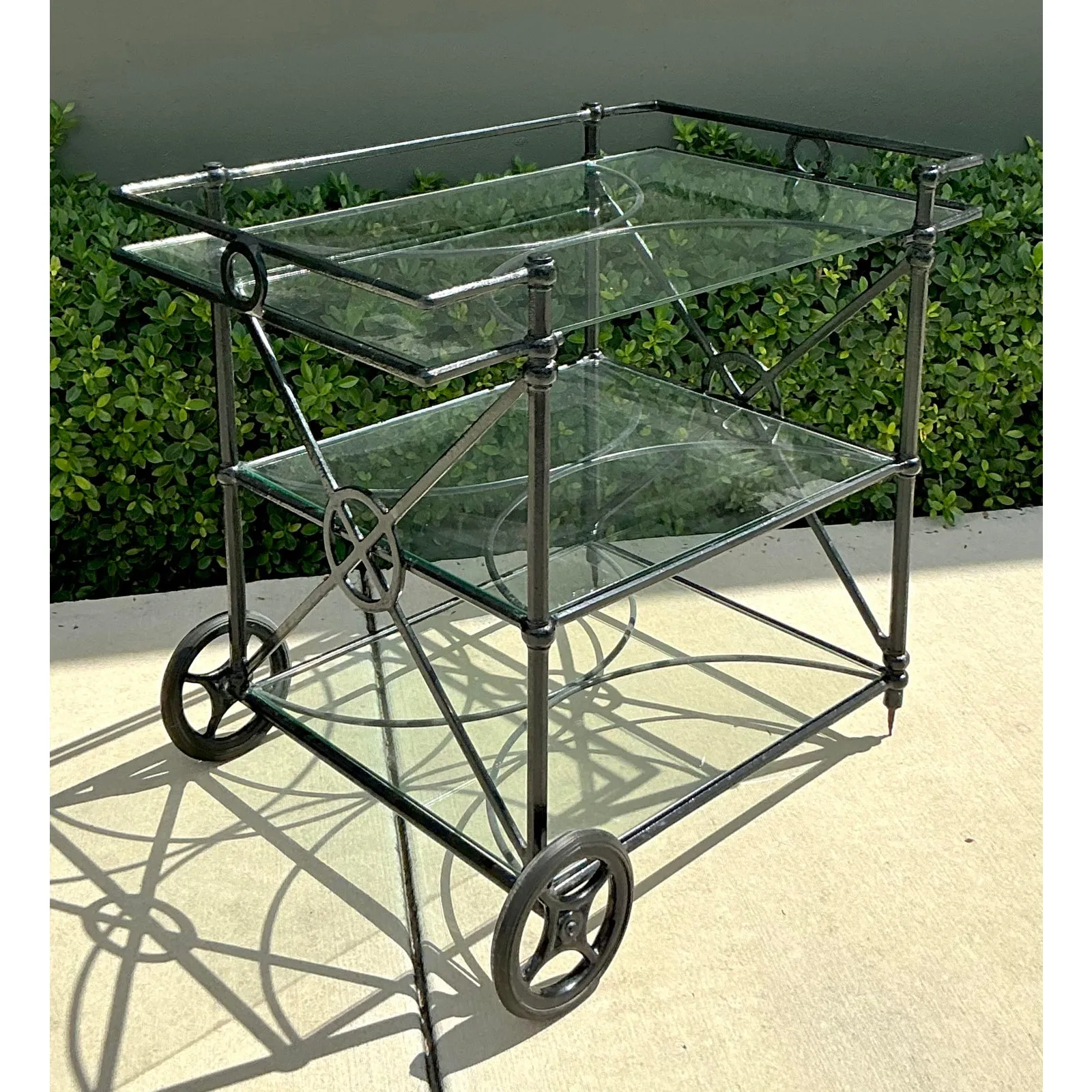 Vintage Regency Wrought Iron Target Dry Bar — additional photo 2