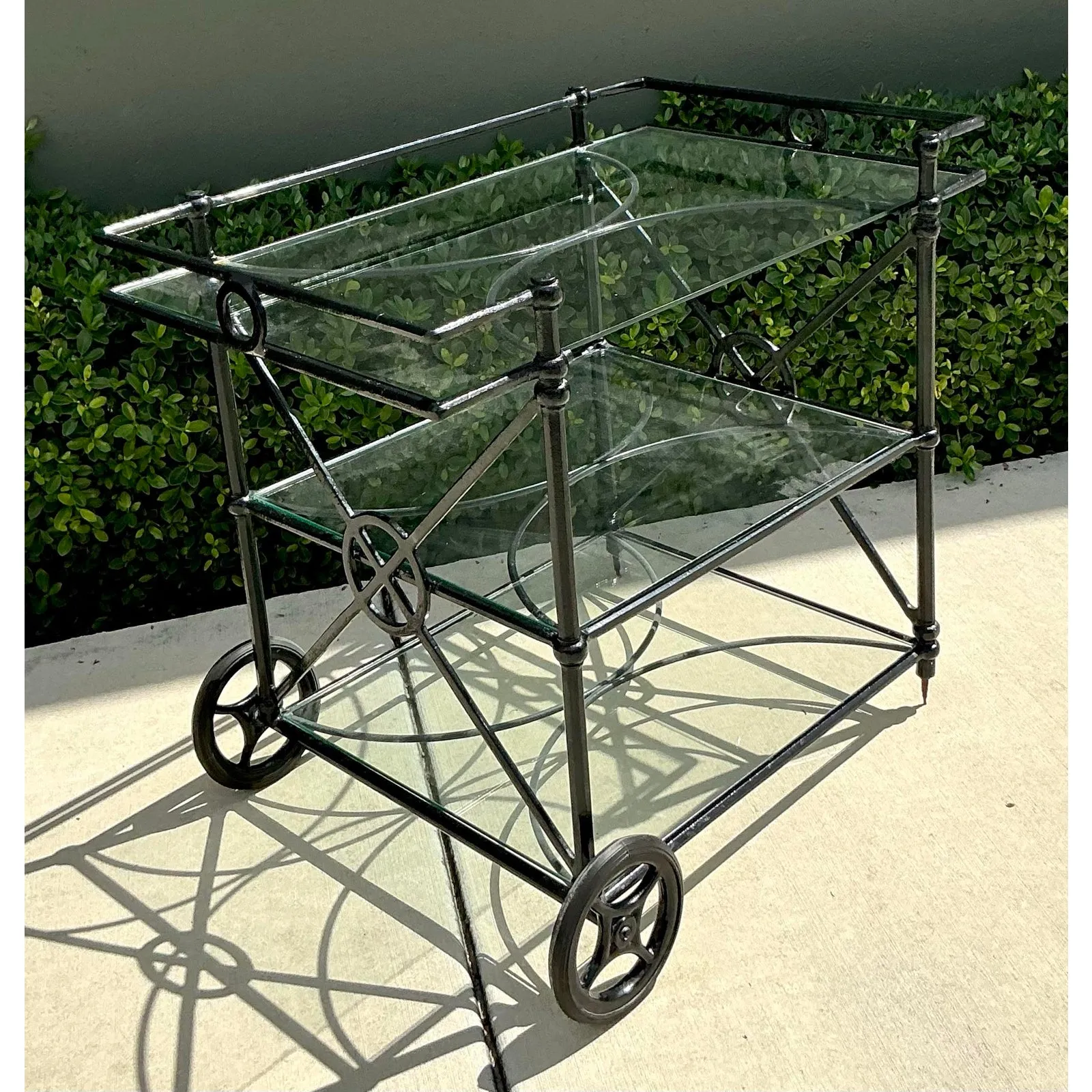 Vintage Regency Wrought Iron Target Dry Bar — additional photo 4