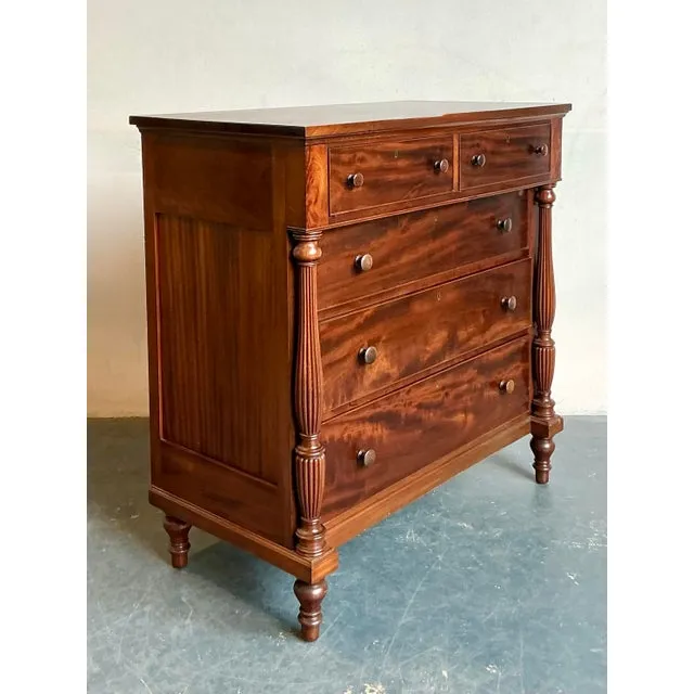 Vintage Federal Flame Mahogany Tall Chest of Drawers — additional photo 5