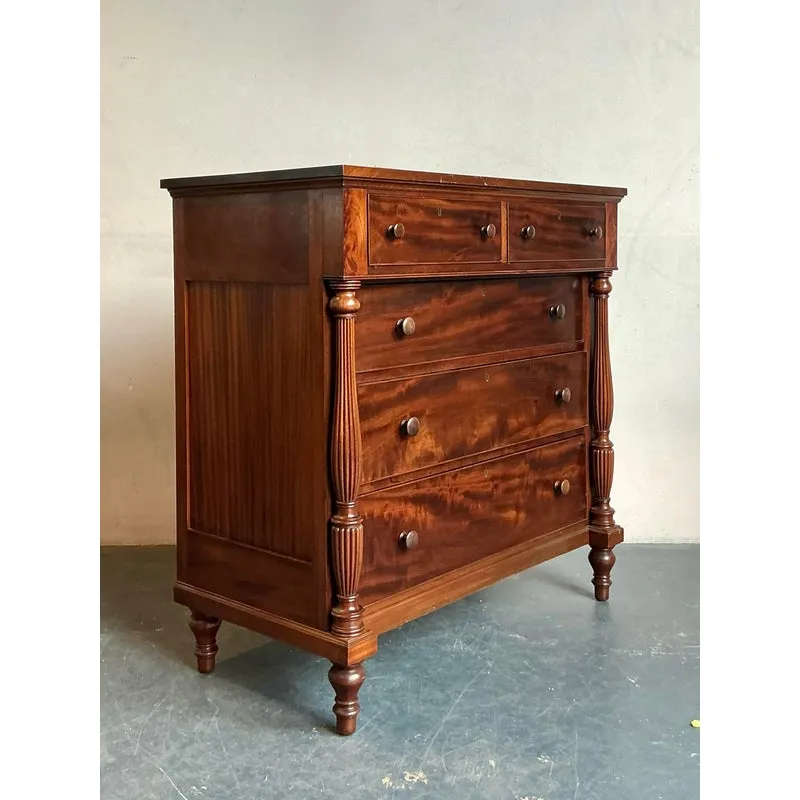 Vintage Federal Flame Mahogany Tall Chest of Drawers — additional photo 6