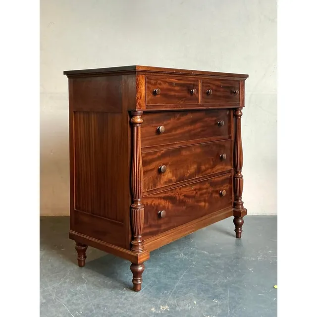 Vintage Federal Flame Mahogany Tall Chest of Drawers — additional photo 6