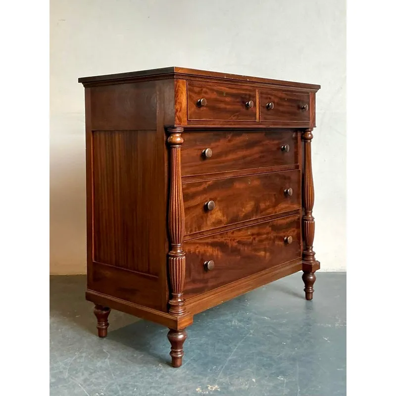 Vintage Federal Flame Mahogany Tall Chest of Drawers — additional photo 7