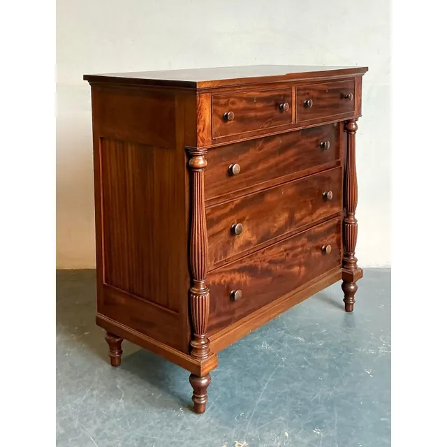 Vintage Federal Flame Mahogany Tall Chest of Drawers — additional photo 8