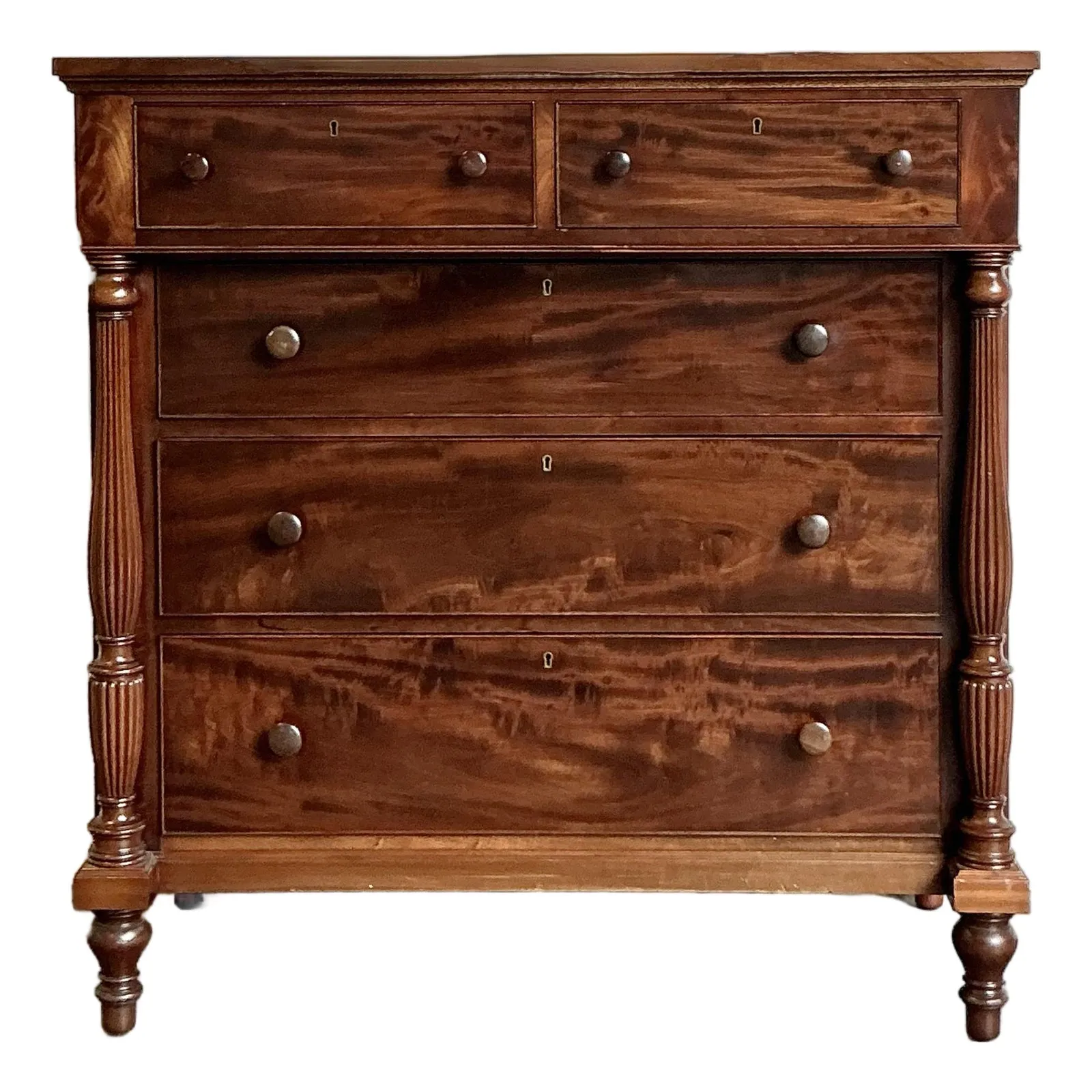 Vintage Federal Flame Mahogany Tall Chest of Drawers — additional photo 1