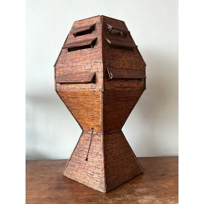 Vintage Boho Folk Art Match Stick Lamp — additional photo 2