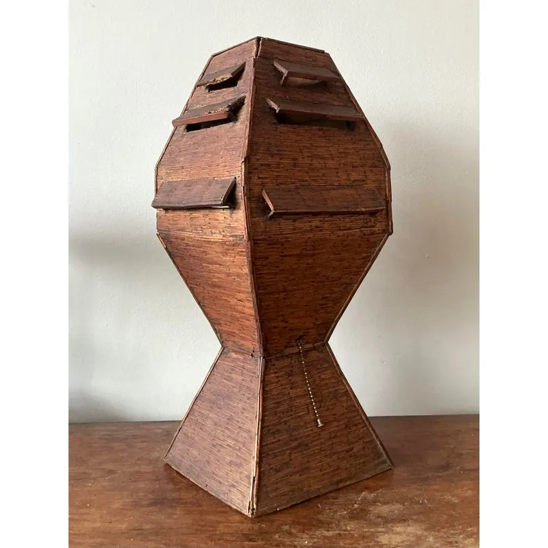 Vintage Boho Folk Art Match Stick Lamp — additional photo 2