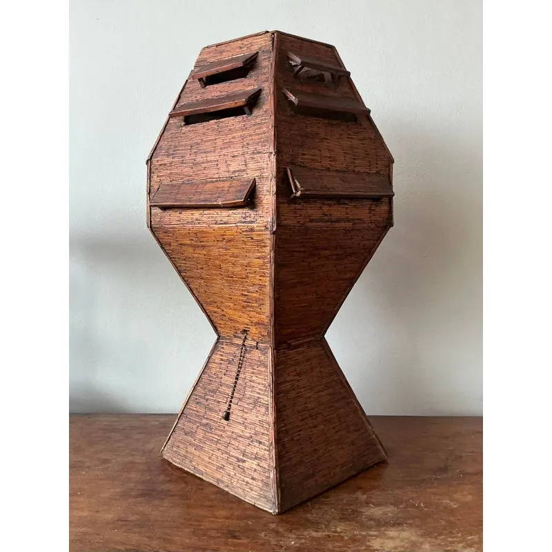 Vintage Boho Folk Art Match Stick Lamp — additional photo 3