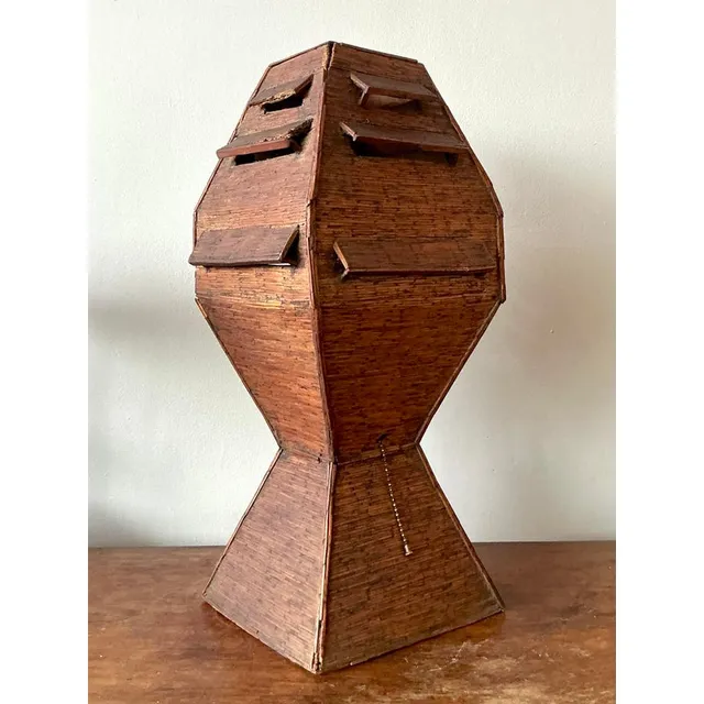 Vintage Boho Folk Art Match Stick Lamp — additional photo 5