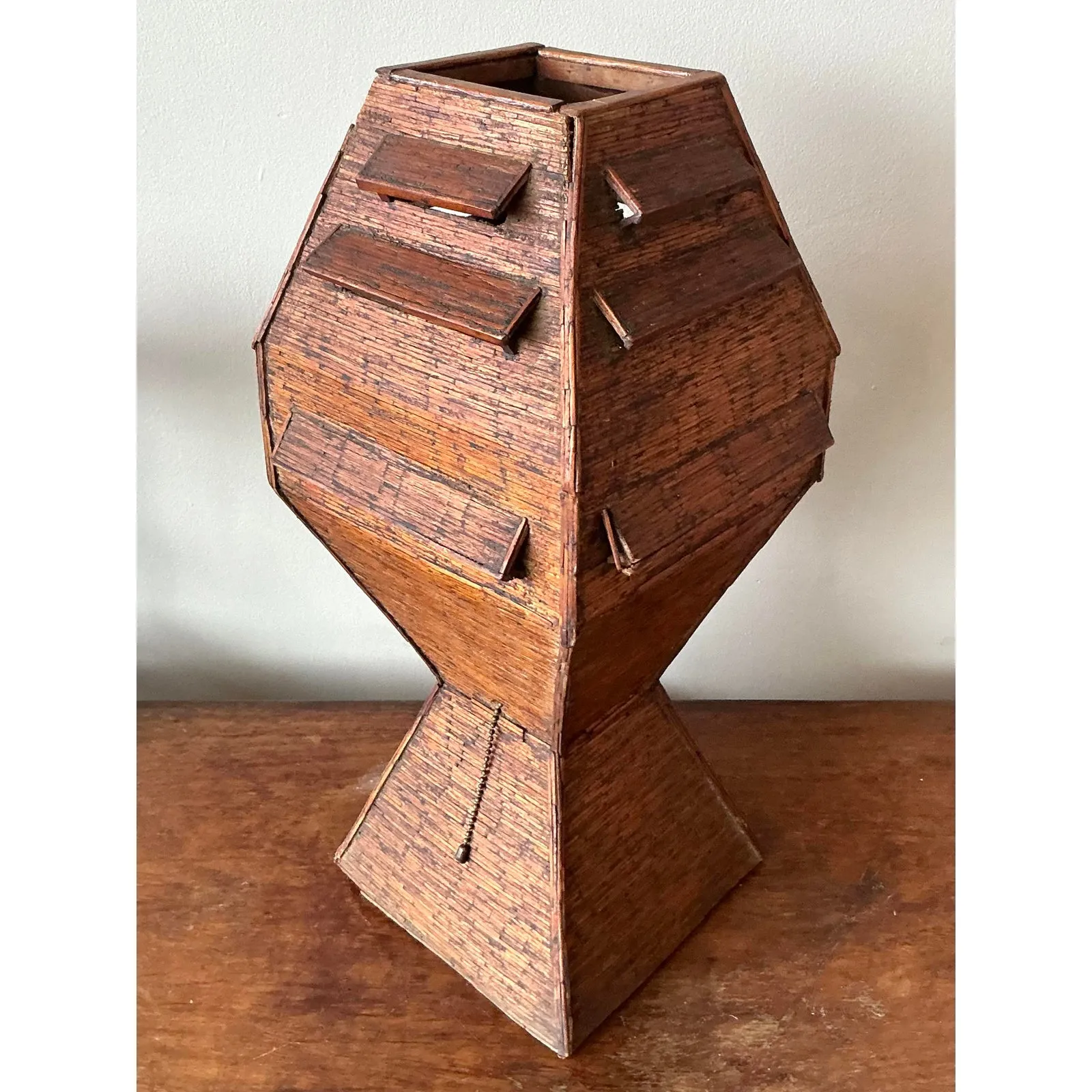 Vintage Boho Folk Art Match Stick Lamp — additional photo 6
