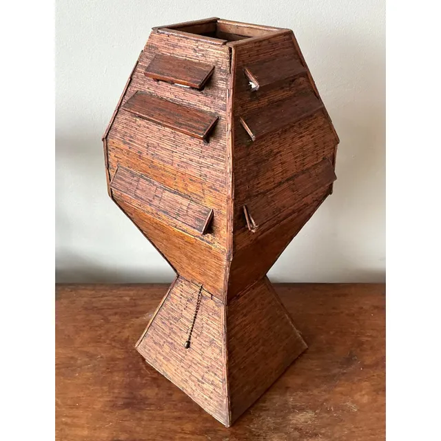 Vintage Boho Folk Art Match Stick Lamp — additional photo 6