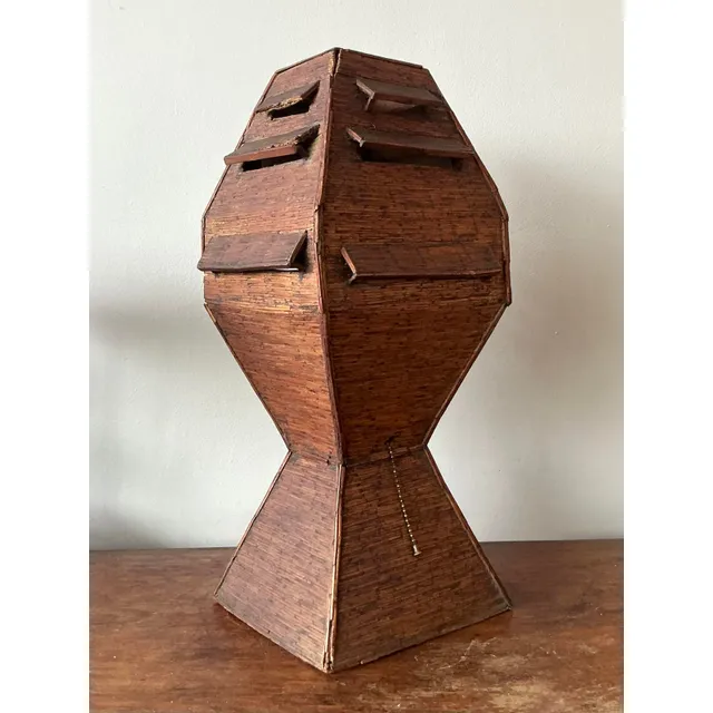 Vintage Boho Folk Art Match Stick Lamp — additional photo 8
