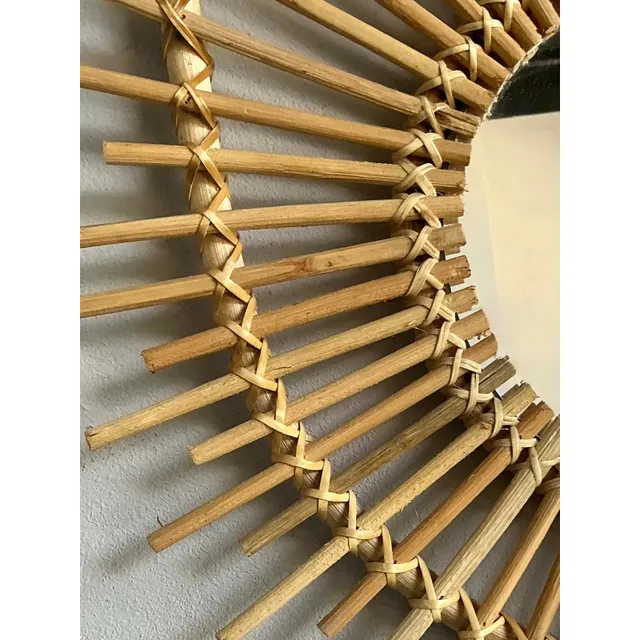 Vintage Boho Rattan Rays Mirror — additional photo 7