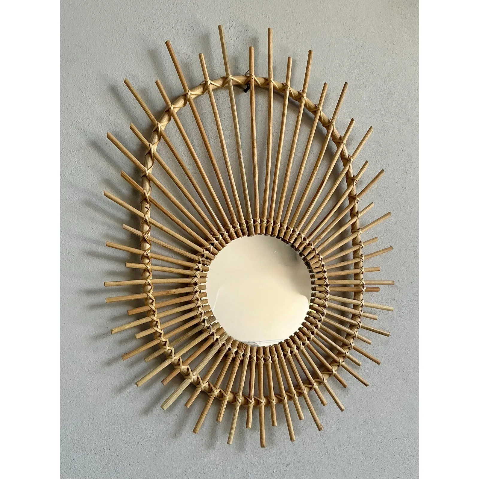 Vintage Boho Rattan Rays Mirror — additional photo 8