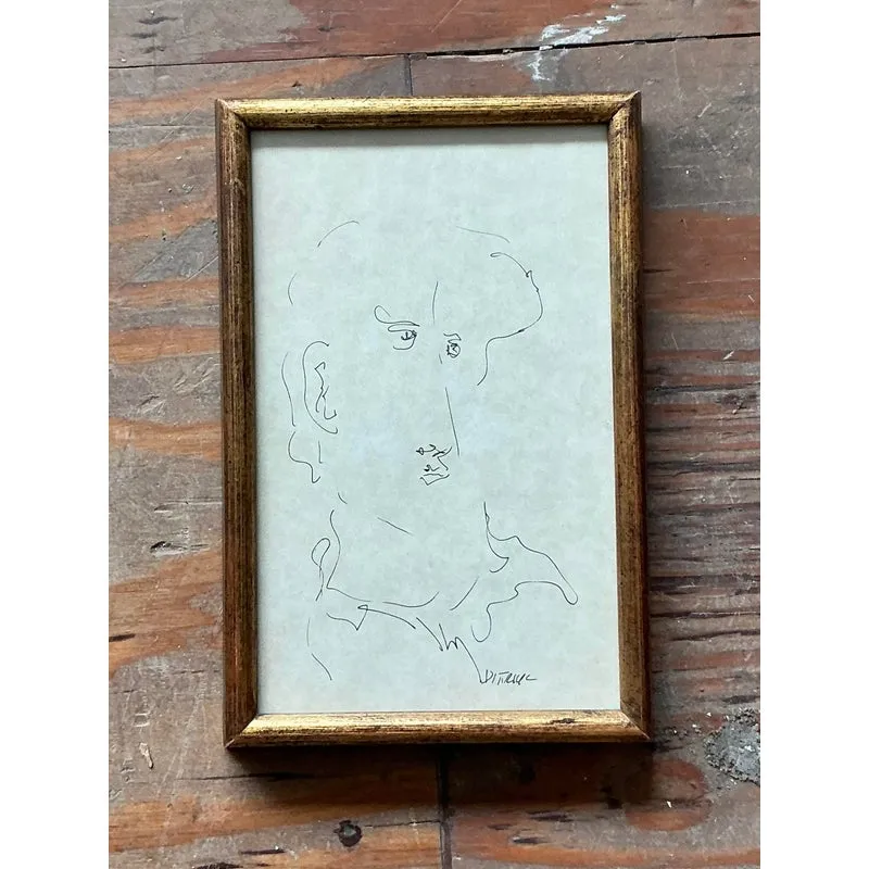 Vintage Boho 1964 Original Sketch of Man — additional photo 2