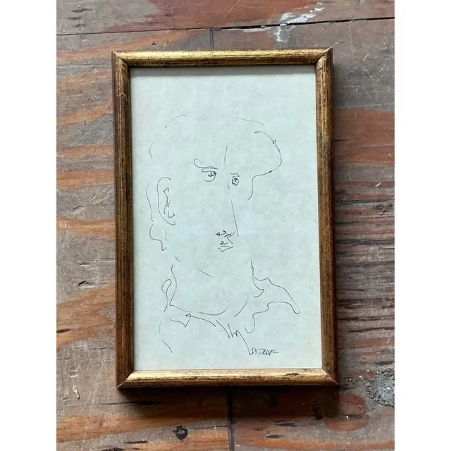 Vintage Boho 1964 Original Sketch of Man — additional photo 2